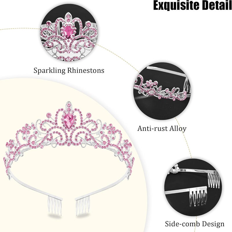TAROSE Crowns for Women, Queen Crystal Gold Silver Tiaras with White Rhinestone and Combs, Goddess Crown for Wedding Bride Birthday Princess Bridal Shower Hair Accessories for Women - Image 4